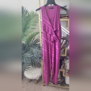 Miss Me Couture Women's Fuschia Silk Jumpsuit in size Medium